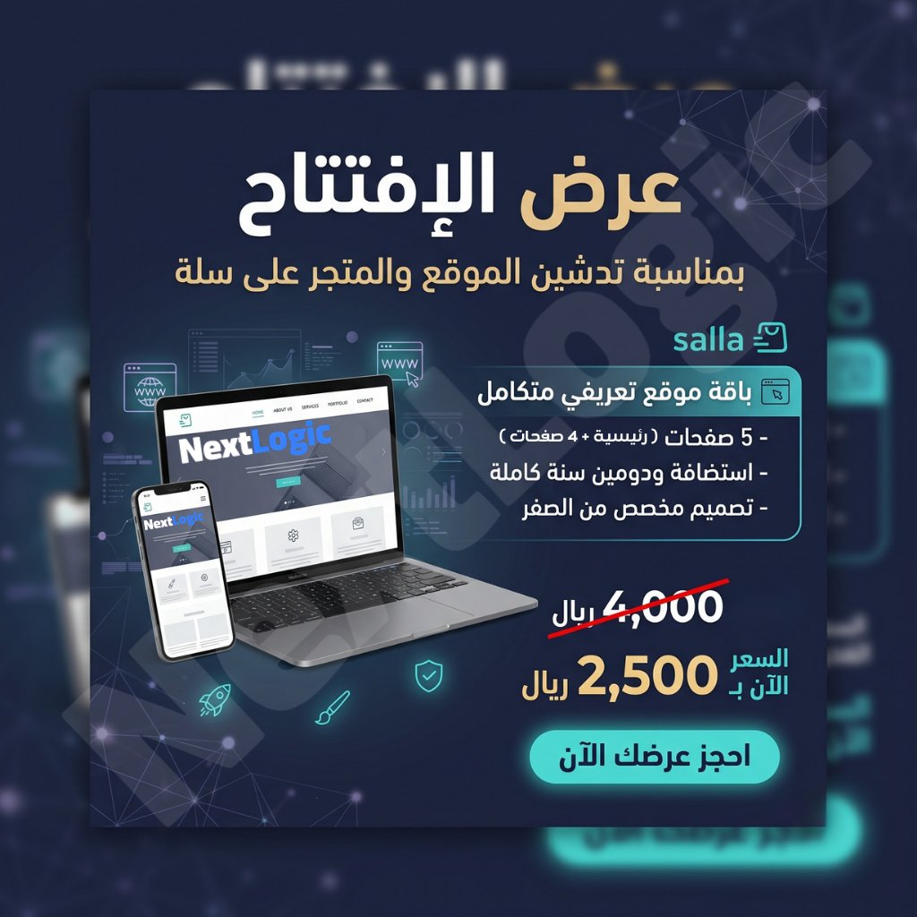 عرض الافتتاح — باقة موقع تعريفي متكامل بسعر 2,500 ريال بدل 4,000